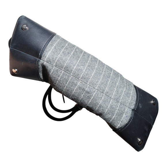 TUMI Chatham East West Satchel Bag Gray Pinstripe Wool & Leather MSRP $495 Italy - Picture 9 of 16